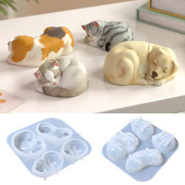 创意猫狗动物滴胶模具石膏白胚diy宠物创意摆件巧克力蛋糕模具