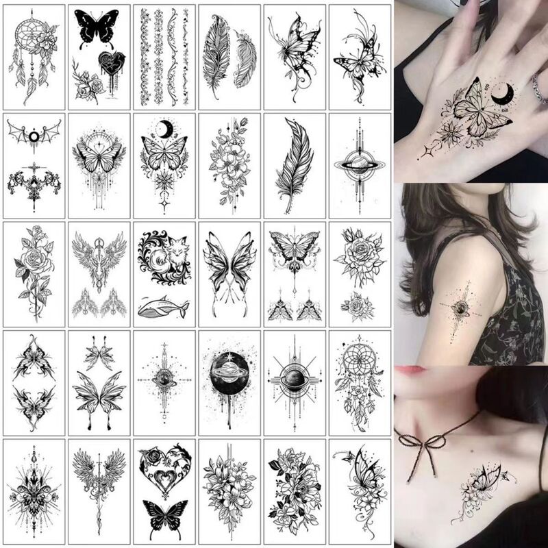 Cross-border New Fresh Butterfly Tattoo Sticker Advanced Sense Simulation Clavicle Arm Sexy Temporary Tattoo Sticker