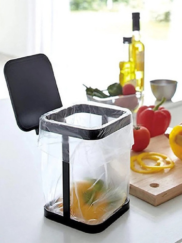 VHM7 bedroom mini square iron garbage rack home kitchen countertop floor-standing small trash can with lid storage
