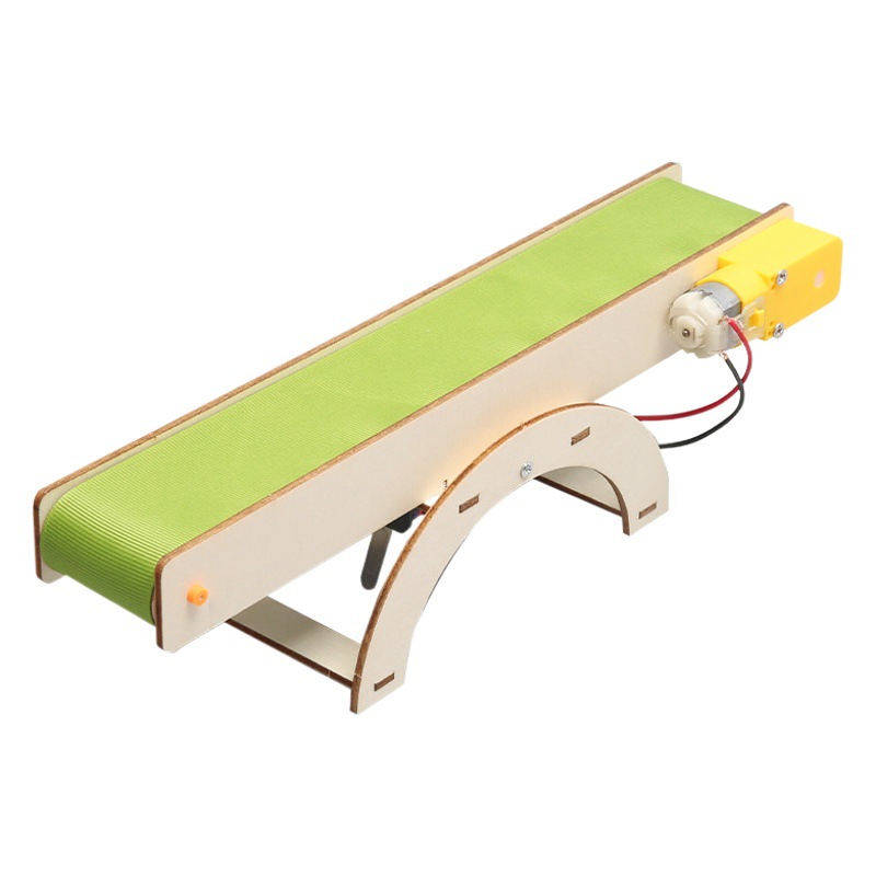 Cinta transportadora eléctrica, tecnología de elevador automático, pequeño proyecto de bricolaje, experimento científico para estudiantes de primaria, ensamblaje divertido