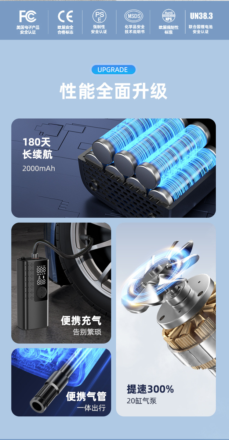 Cross-Border Air Pump Fan Portable Car Tire Electric Motorcycle Car Charging Pump Wireless Fast Charging Is Only for Export Samples