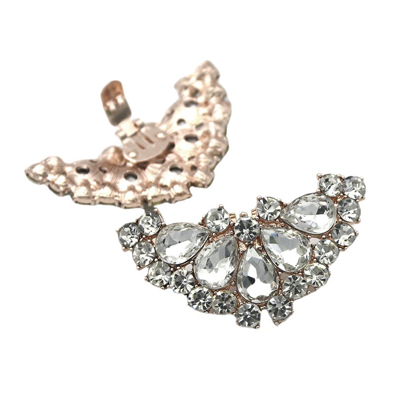 Zapatos de cuero transfronterizos para Mujer Accesorios de tacones altos de flores frontales hebilla de zapatos de cristal zapatos extraíbles decoraciones de flores accesorios de zapatos de señora