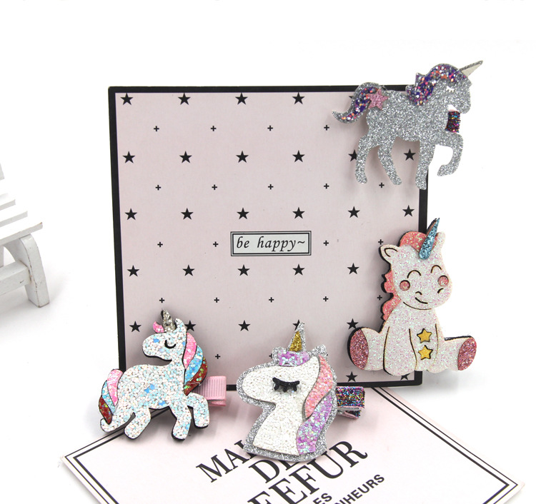 Cartoon Style Unicorn Cloth Hair Clip 1 Piece display picture 2