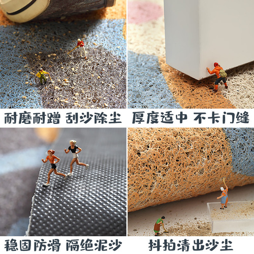New cartoon sand-scraping and dust-removing entrance floor mats for household wear-resistant entrance door entrance wire ring anti-slip floor mats