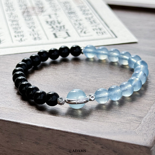 Taobao's Same Style Natural Obsidian Bracelet Aquamarine High-End Double Circle Stacked Bracelet to Attract Wealth and Good Luck Wholesale
