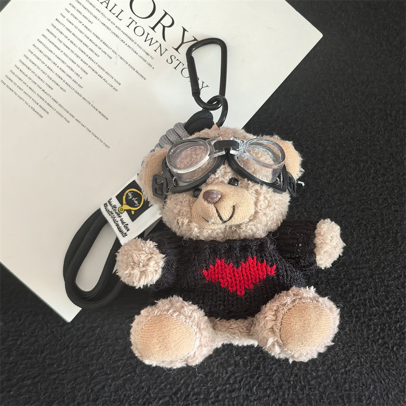 Aviator Bear Bolso Colgante Muñeco de felpa Llavero Escuela secundaria Regalos Joyas creativas