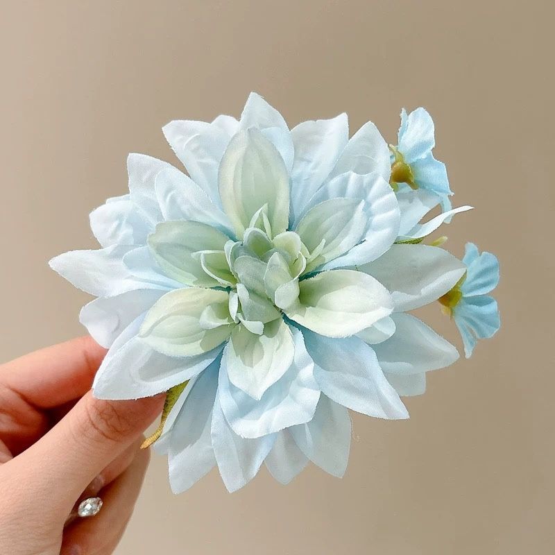 Pinza para el cabello de flor rosa para mujer 2025 nuevo clip de agarre para el cabello con placa posterior de la cabeza grande clip de tiburón de flor para la cabeza horquilla