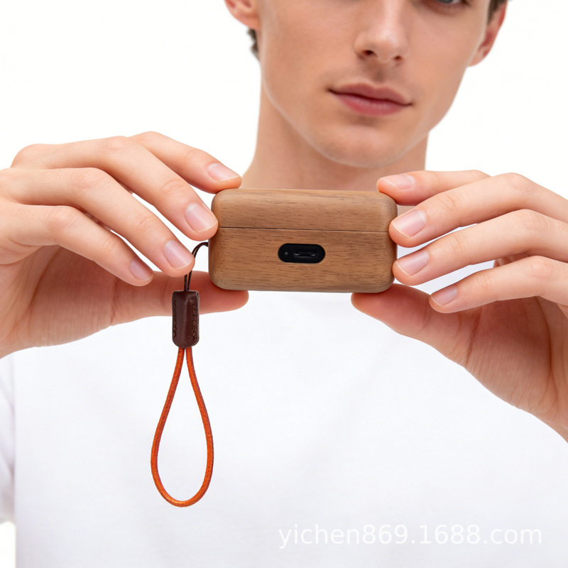 Cross-Border Hot-Selling Product Suitable for Momentum3/4 Sennheiser True Wireless 3Rd/4Th Generation Bluetooth Headphones Solid Wood Headphone Case