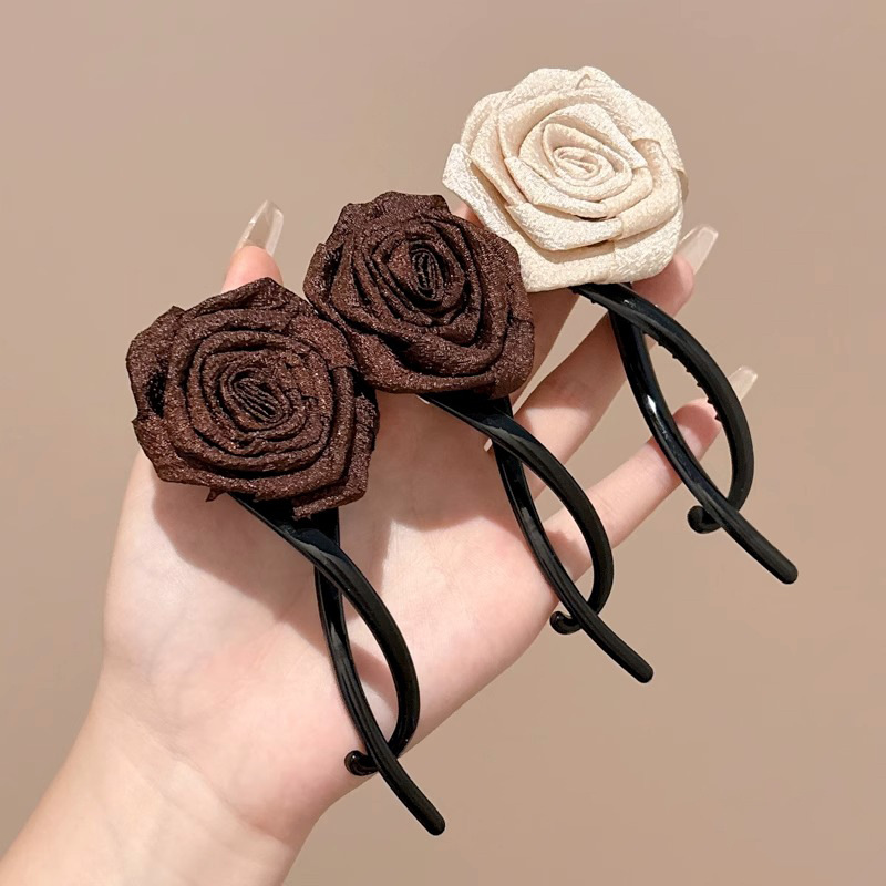 Nuevo estilo chino rosa seca torcida clip de cabello torcido cabeza detrás de clip de cabello de carácter de alta calidad temperamento clip de cabello para mujeres