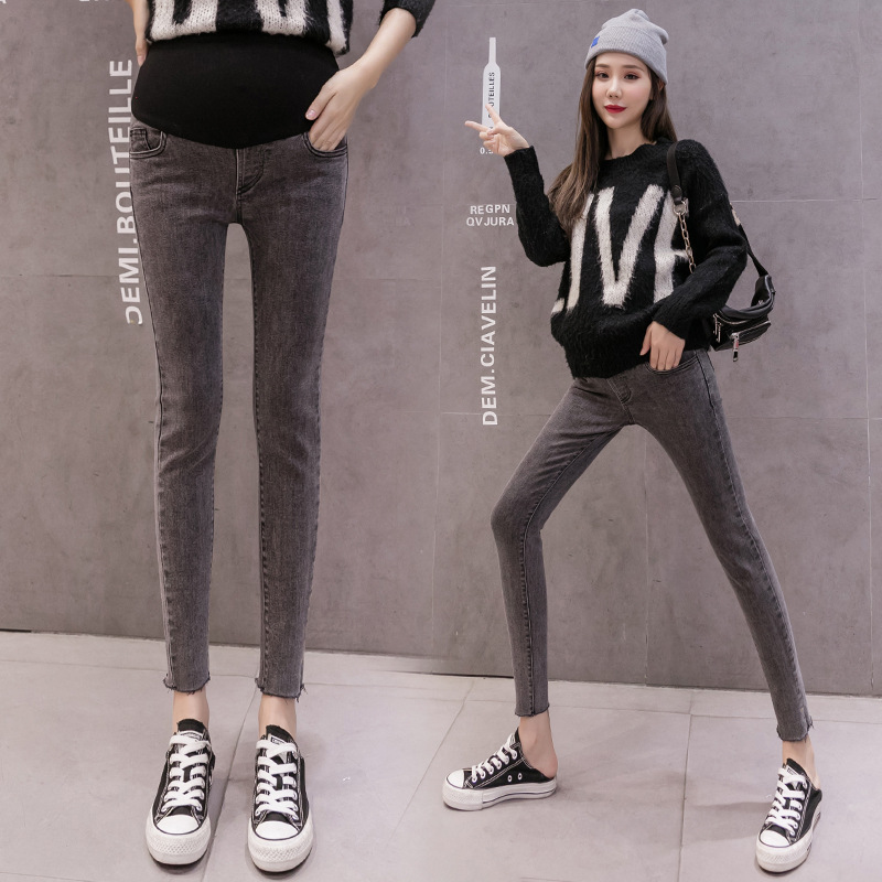 2023妊婦のジーパン春秋の小さい足のズボンは腹の外で妊婦のレギンスのズボンを着ます。