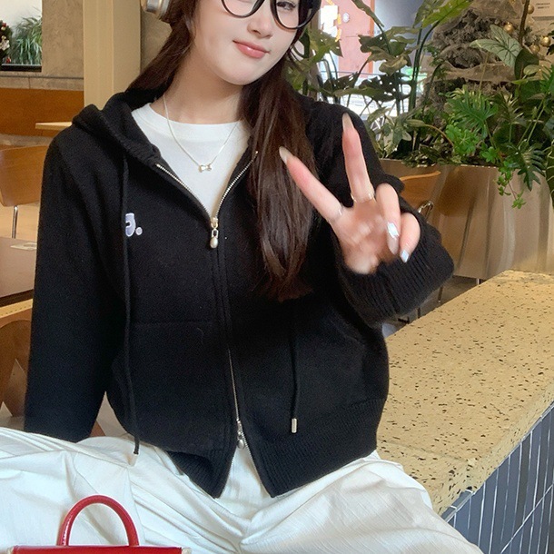 连帽卫衣开衫秋装女款2025年新款黄色毛衣针织小外套秋季穿搭上衣|undefined