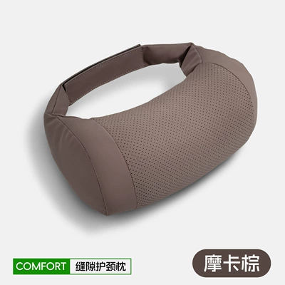 Interior Accessories Lumbar Support — Headrest - bone-pillow-leather-velvet-mocha-brown-head-pillow-1-piece