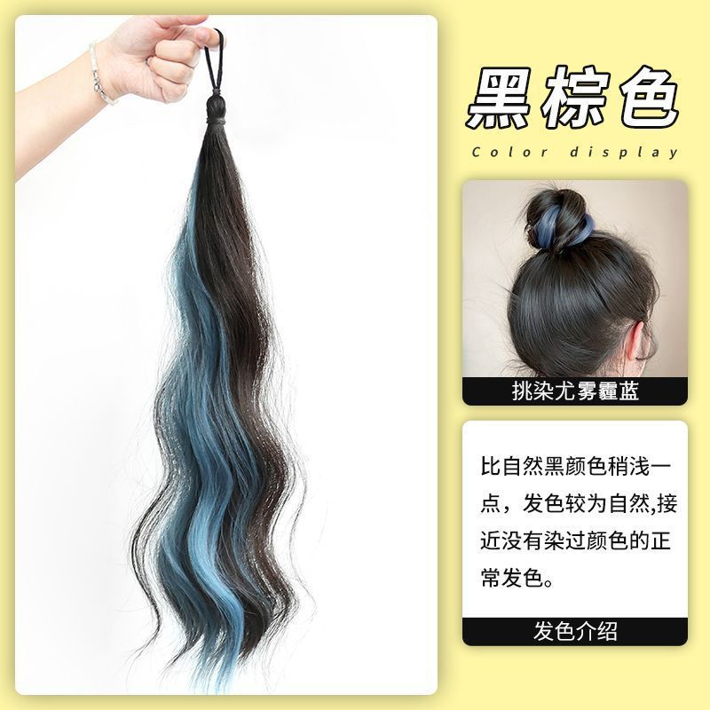 Peruca de cabello de mujer imitación de cabello humano teñido cabello largo cola de caballo dopamina trenzado trenzado natural aumento de cabello de color haz de cabello