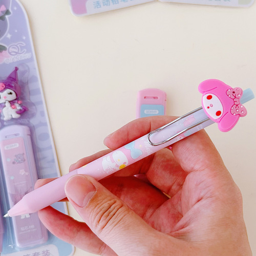 Sanrio pencil set Kuromi high-value cartoon student stationery 0.5m free-sharpening mechanical pencil with eraser