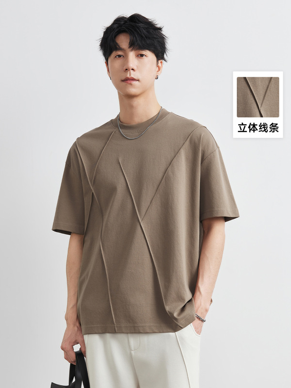 Yizhi ヘビーウェイトアメリカン半袖 Tシャツメンズ 2025 夏新作ルーズメンズ Tシャツクール薄手トップトレンディ|undefined
