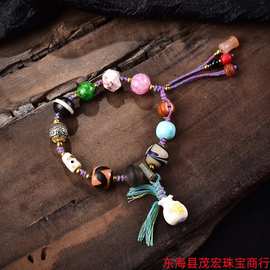 批发款式多宝天珠手串藏式文玩玛瑙天珠手链手工编织手搓棉线饰品