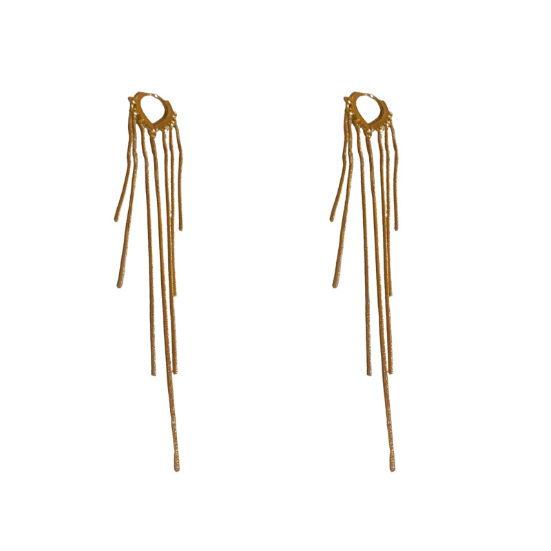 Oro real galvanizada gota de agua larga borla pendientes de moda de alto grado de metal simple estilo de luz pendientes de lujo