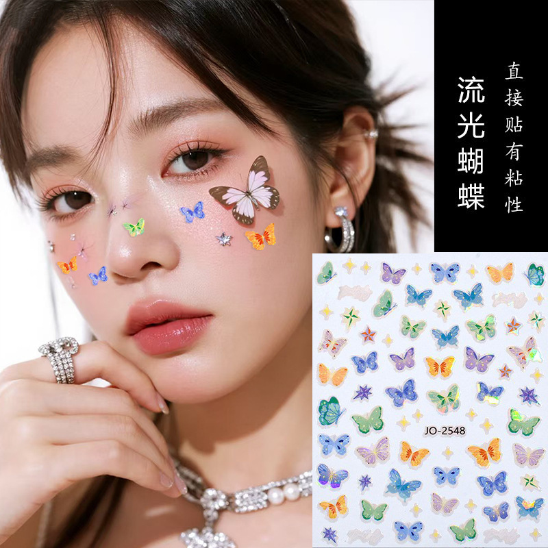 Butterfly Sticker Children's Face Eye Snowflake Sticker Face Little Girl's Nail Art Sticker Decorative Fairy Photo Makeup Accessories