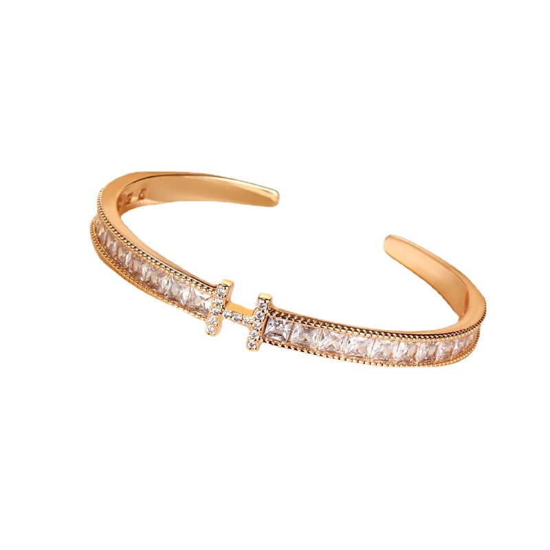 Exquisita pulsera transfronteriza con diamantes en forma de H para mujer, estilo europeo y americano, versátil, elegante, joyería de alta gama, venta al por mayor y envío directo.