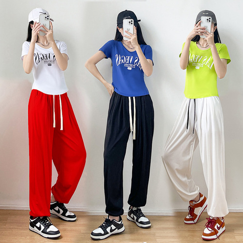 Tingziyi square dance clothing spring and summer new suit sports group performance practice costume pure cotton T adult