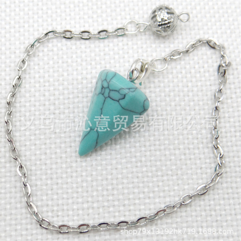 Venta caliente ágata natural cristal piedra preciosa cono hexágono cono colgante DIY cristal colgante espíritu péndulo