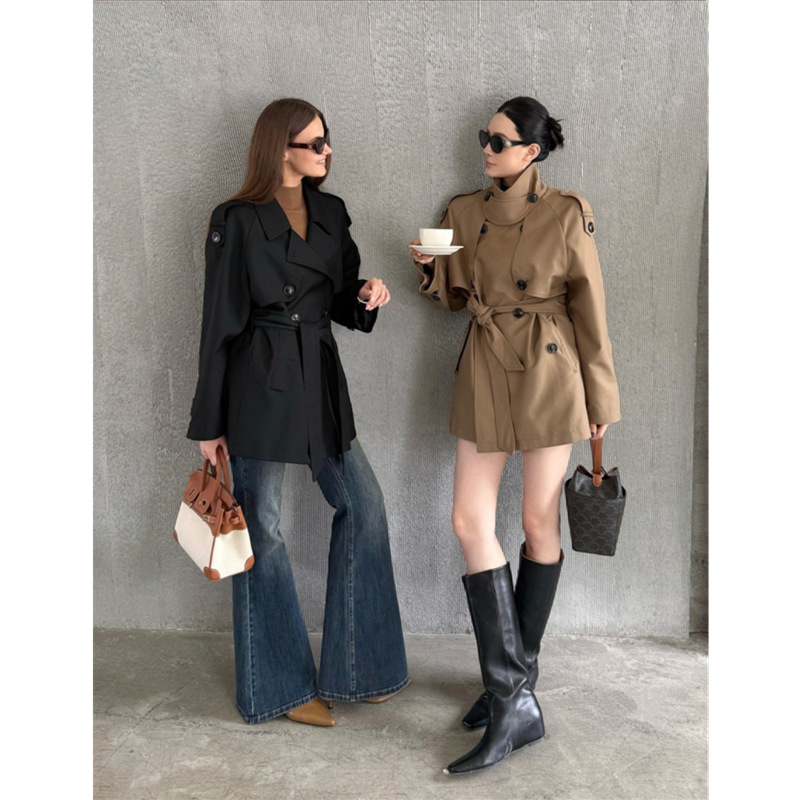 Zhou Miao Zhoumiao [Paris Old Dream 2.0] Classic Silhouette Lapel Waist Short Windbreaker Jacket for Women