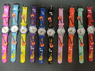 Children's cartoon guitar pattern watch 3D plastic tape primary school boys and girls gift watch manufacturers wholesale