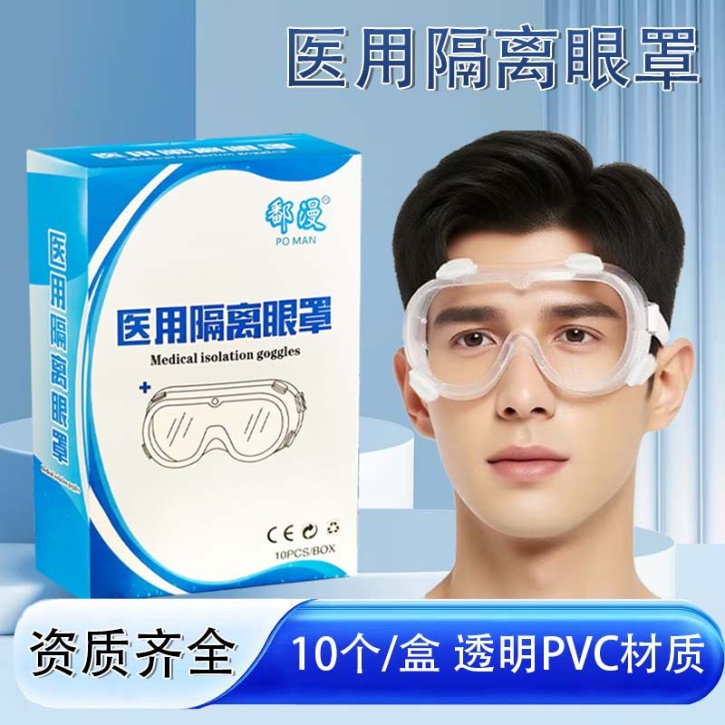 长喜医用隔离眼罩头戴式全封闭防护眼镜全透明医用护目镜独立包装|undefined