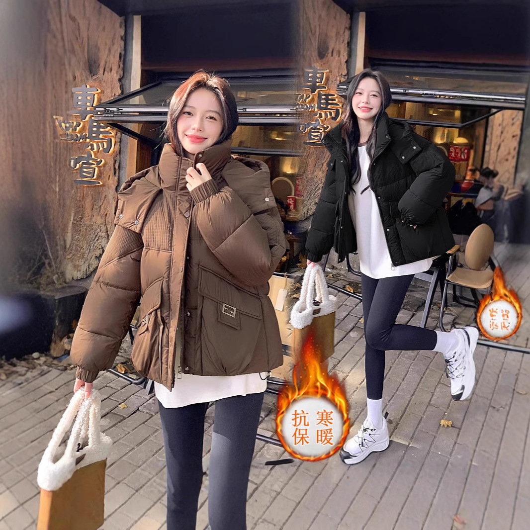 2025 nueva ropa de algodón de invierno corto coreano chaqueta suelta de moda pequeña chaqueta de algodón gruesa image 2