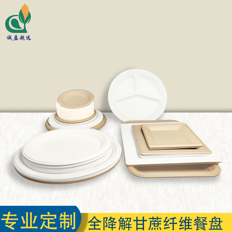 Customized Disposable Dinner Plate, Sugar Cane Residue Plate, Stackable Barbecue Plate Factory, Customized Disposable Barbecue Plate Factory