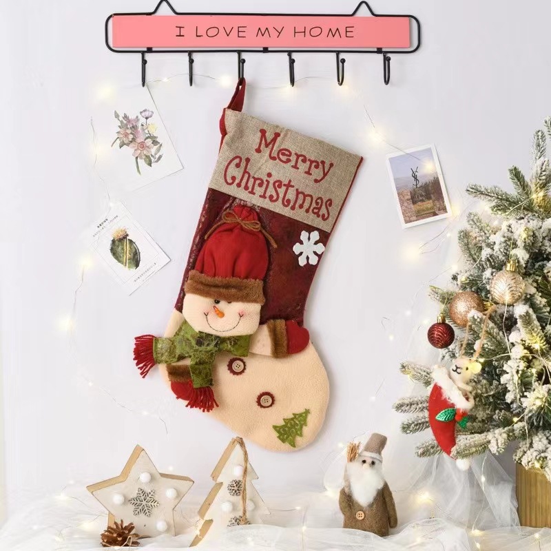 Grandes calcetines de muñeca de Navidad a cuadros decoración de Navidad niños bolsa de regalo dulces calcetines bolsa de regalo