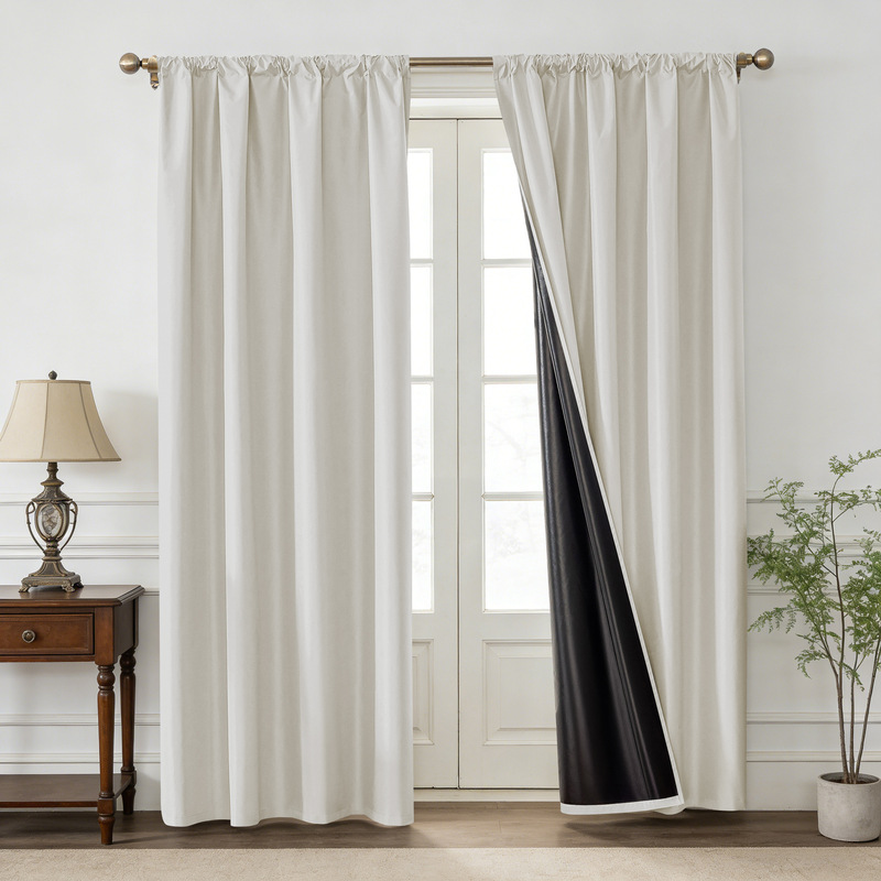 Amazon cross-border exclusive supply of solid color pongee-coated curtains, fully blackout, waterproof and heat-insulating
