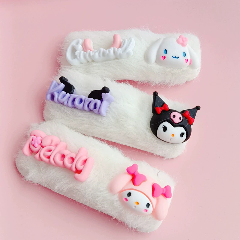 Новая продукция заколка для волос Sanrio, украшения для волос, заколка, девочка сердце мягкие украшения для волос девочки Kuromi имитация зайчика украшение с боку