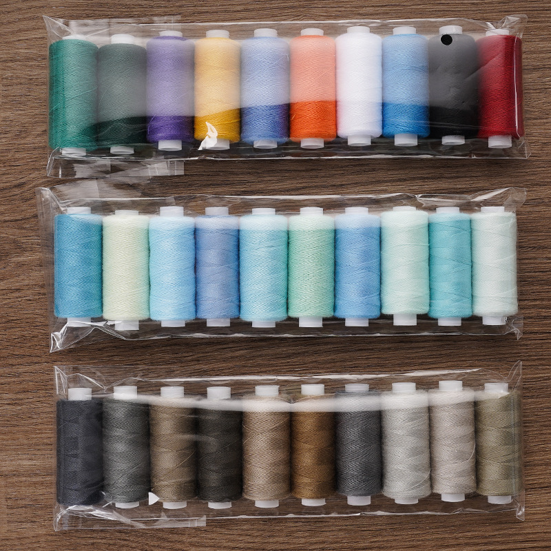 Nuevo hilo de coser de color fijo de bricolaje hecho a mano 400 yardas 10 ejes hilo de costura manual hogar 402 hilo de poliéster de color