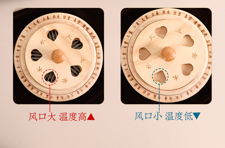 Wooden Moxa Box Single Hole Portable Moxibustion Warmer for Home Abdominal Heat Therapy with Aged Moxa Sticks quality and texture