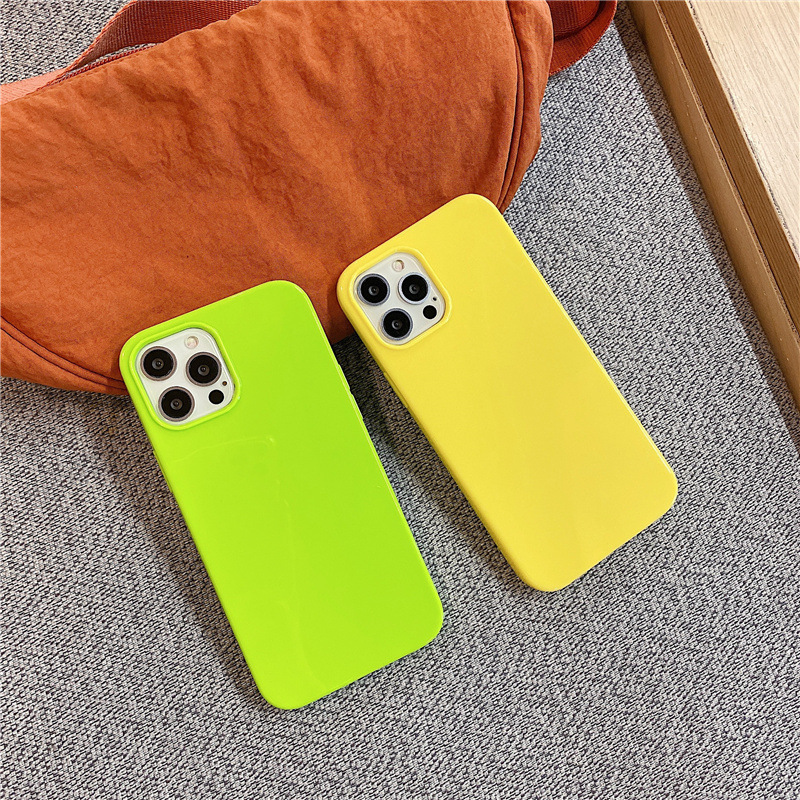 Étui de protection en gelée en matériau fluorescent, étui souple 7/8TPU adapté au téléphone iPhone 12 Apple 11_voghion.com