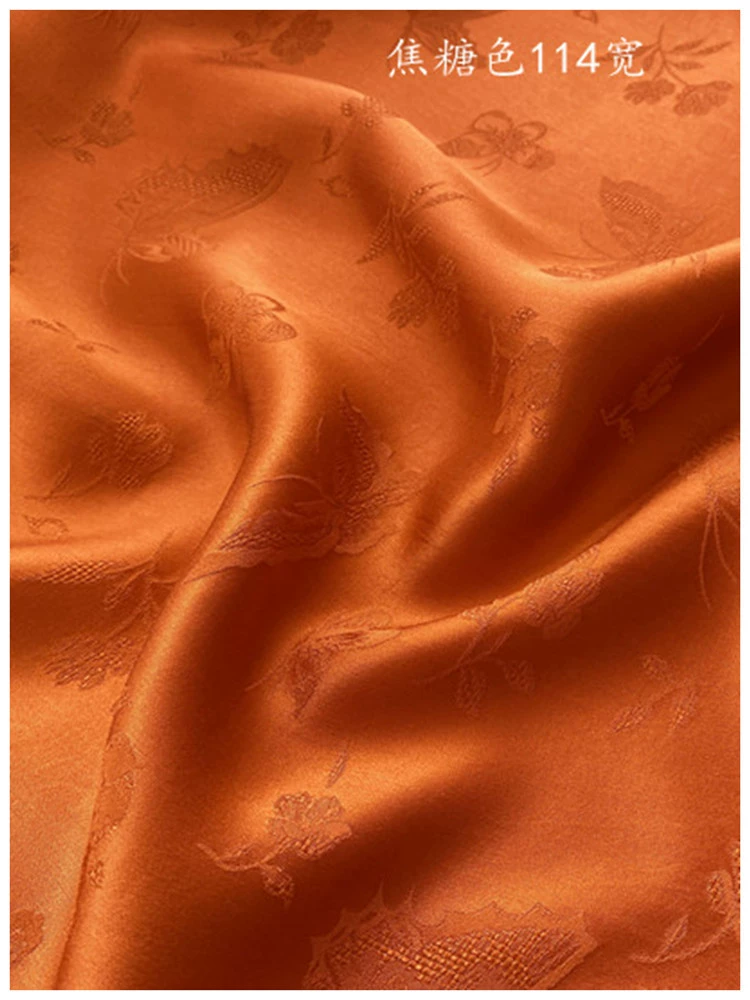 wholesale silk floral silk hollow jacquard fabric thickened silk floral silk woven floral silk