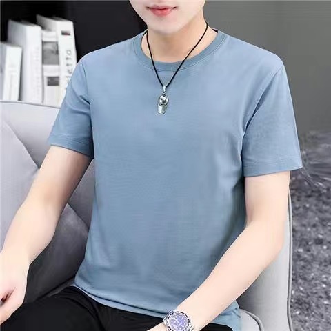 Camiseta de manga corta de los hombres camisa de fondo de media manga suelta de los hombres cuello redondo versátil camiseta pareja juvenil mismo estilo puesto de suministro