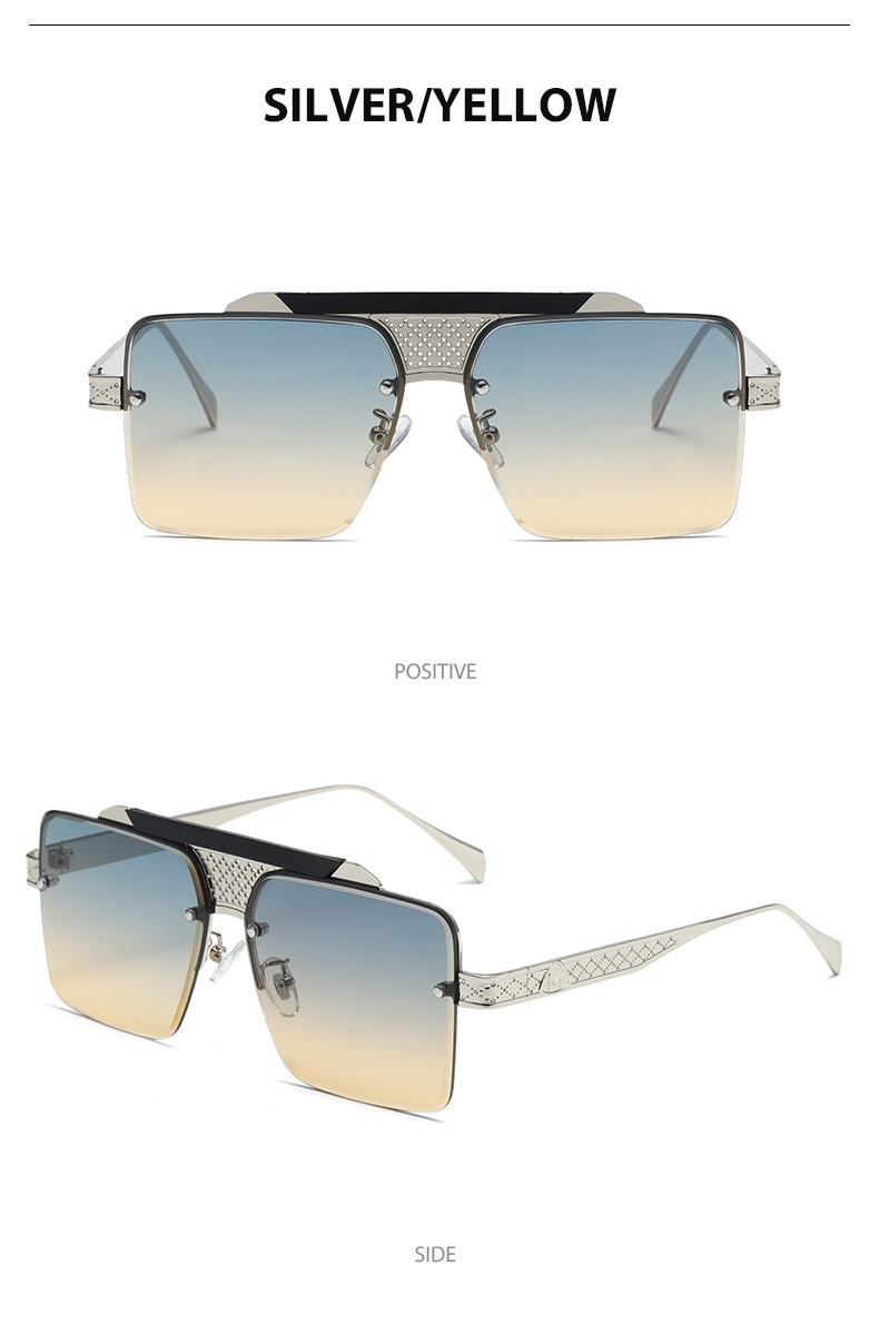 Luxury Square Sunglasses Double Bridge Unisex Stylish Eyewear_voghion.com
