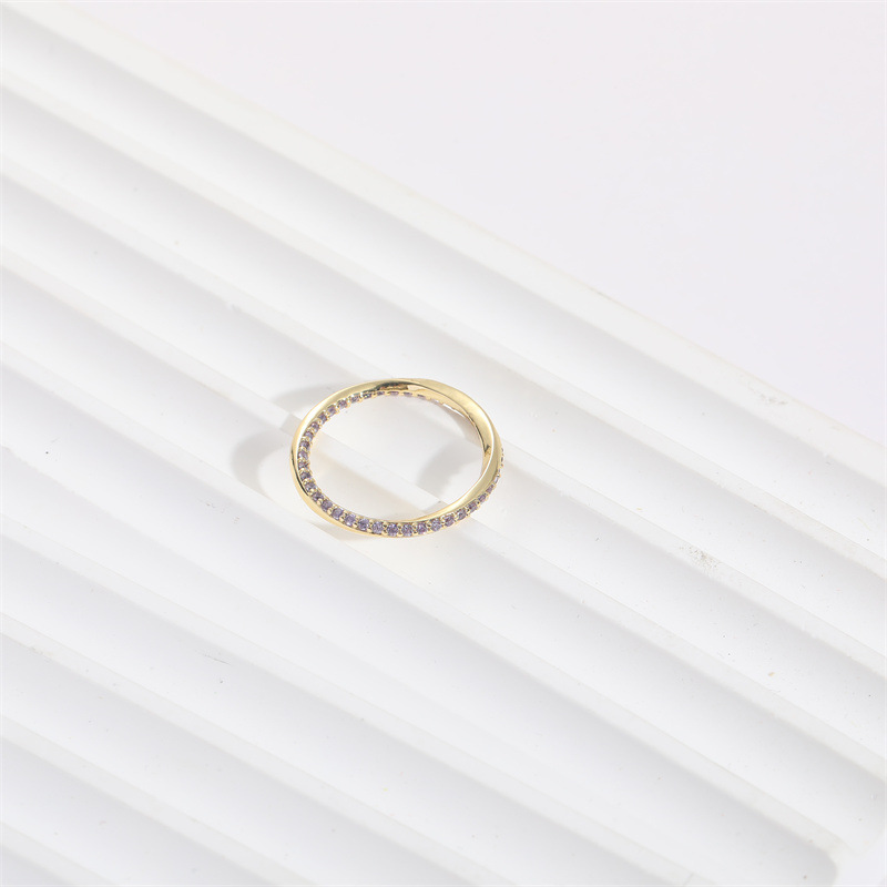 Fashion Round Copper Inlay Zircon Rings 1 Piece