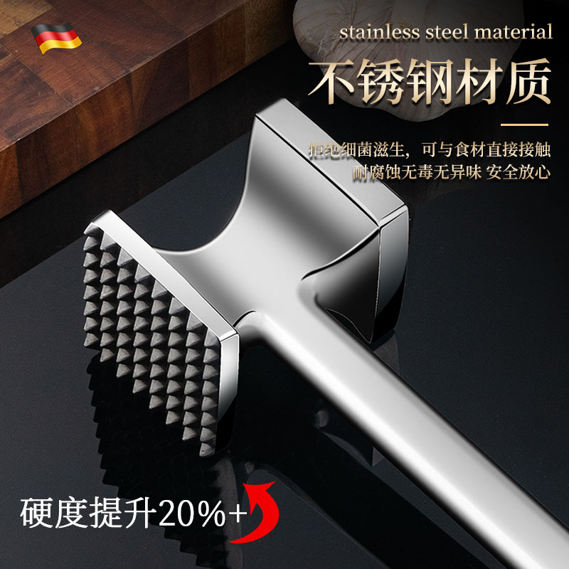 Zinc alloy solid double-sided meat tenderizer, stainless steel meat hammer, kitchen meat tenderizer for steak, meat tenderizing hammer