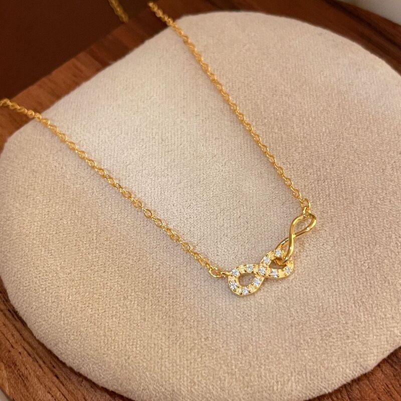 S925 Silver Plated with 18K Gold Double Infinity Symbol Necklace, Exquisite and Versatile, Unique Infinite Love Clavicle Chain for Women