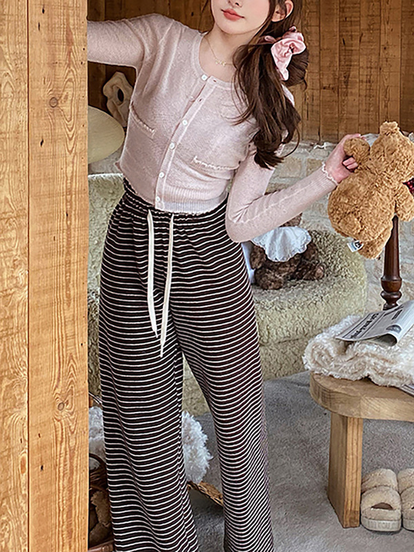 The First Love Sisters Series Thin Crocheted Alpaca Knitwear Autum Loose Long-Sleeved Cardigan Top