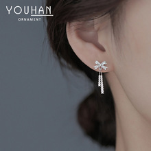 韩版时尚气质耳钉女S925银针小众设计感蝴蝶结耳饰个性网红耳坠潮