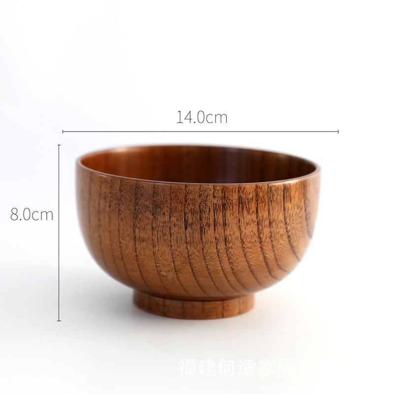 日本式のレトロな酸っぱいナツメの木の碗の純粋な手作りの木製のご飯の碗の子供の実木の碗の大きいサイズのスープの碗の家庭用食器|undefined