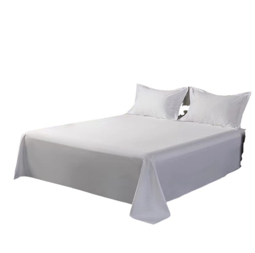 五星级酒店床单白色纯棉贡缎床单宾馆民宿床上用品纯色床单批发