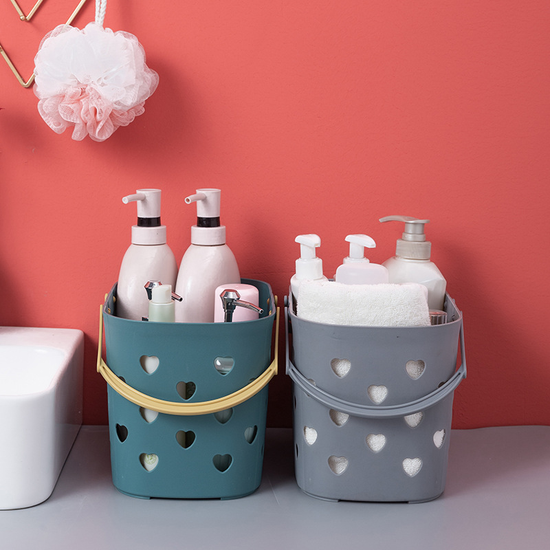 Huisi portable plastic bath basket bath basket toiletries dormitory storage basket storage basket bathroom shower blue