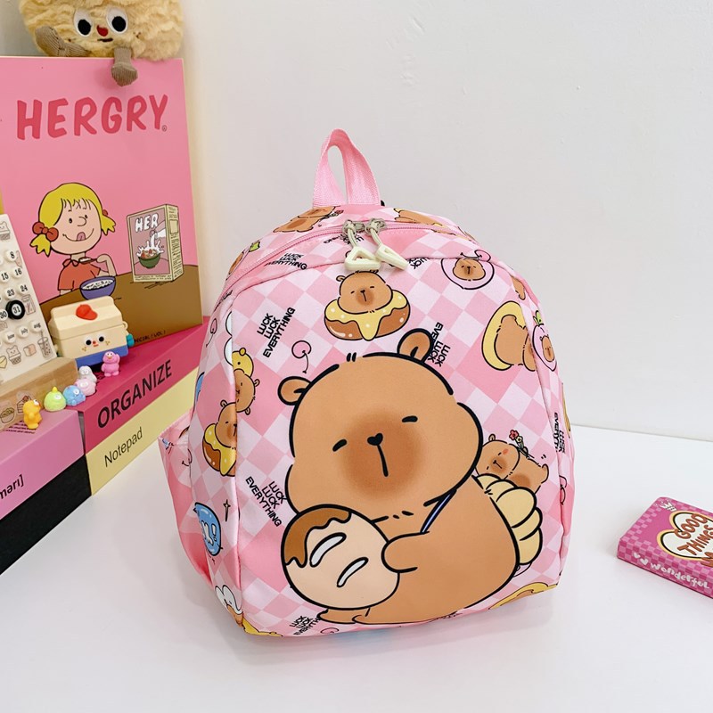 Mochila de dibujos animados para bebés lindos Mochila para niños y niñas con estampado Kapibala Mochila para niños y niñas