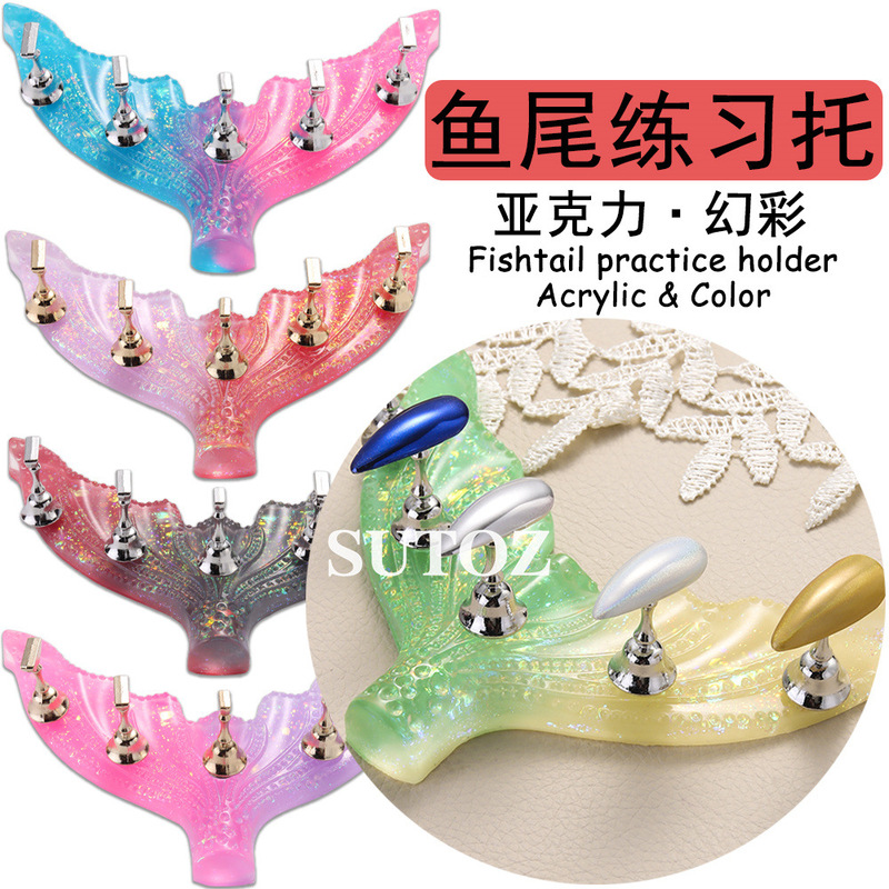 Cross-border New Manicure Practice Phantom Acrylic Mermaid Tail Wear Armor Practice Base Piece Armor