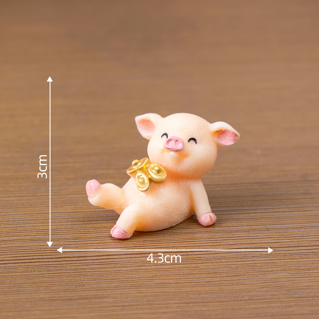 金持ち豚DIY多肉微景観ケーキ自動車小置物豚年漫画ペンダント子豚樹脂工芸品